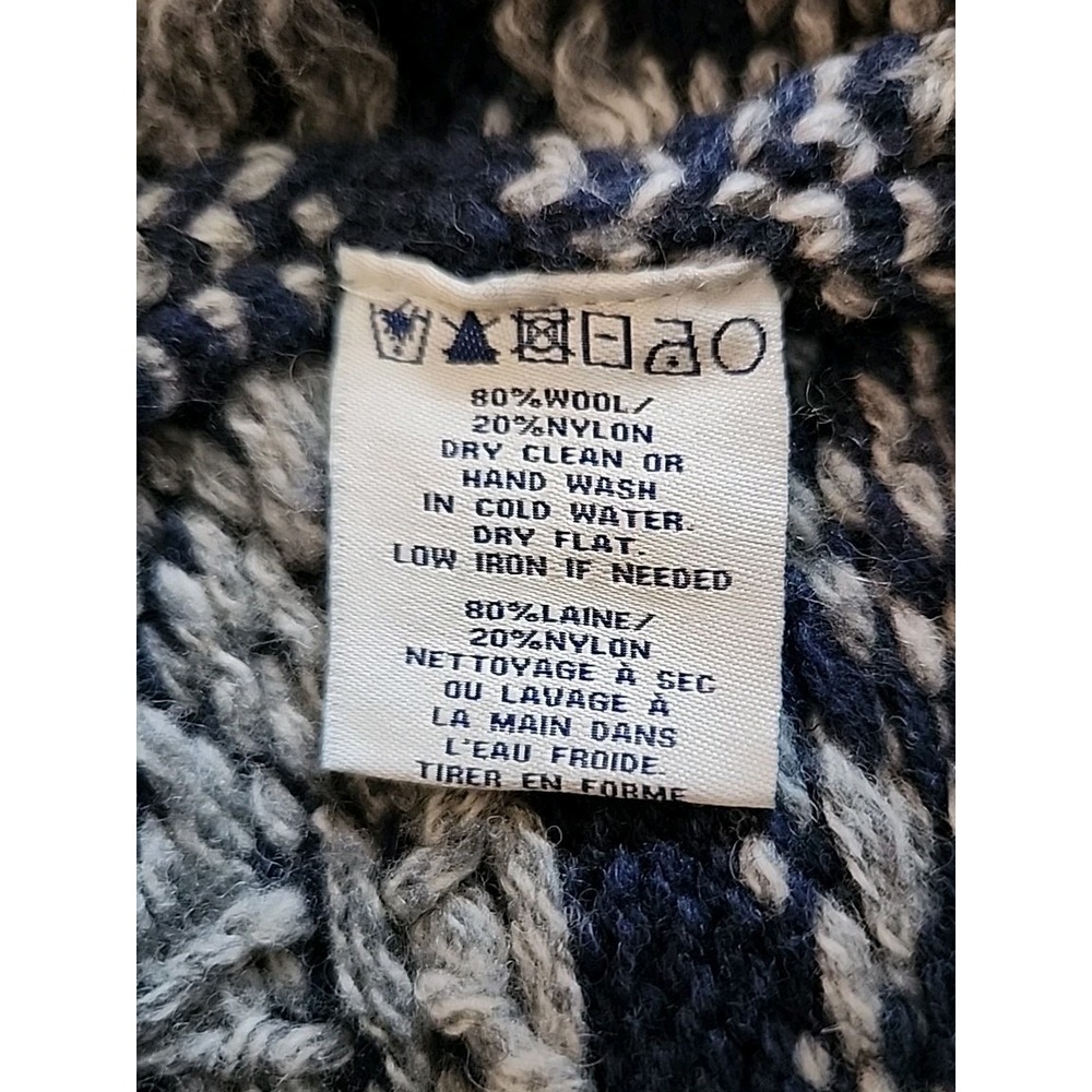 Schott Bros Pullover Sweater Nordic Fair Isle Heavy Chunky Ski Blue Mens Sz XL - Picture 8 of 9